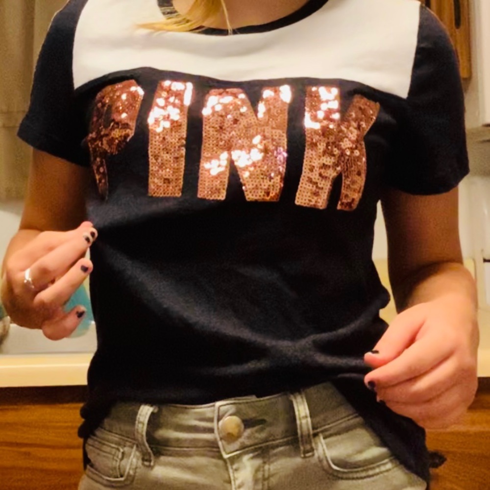 Pink Brand Sequence Tee